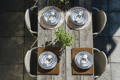 High angle view of drink on table