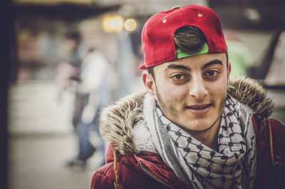 Portrait of man wearing hat during winter