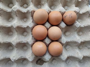 Close-up of eggs in carton