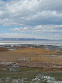 Scenic view of beach against sky