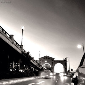 View of bridge at night