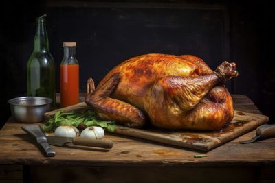 Close-up of meat on cutting board