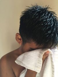 Close-up portrait of a serious young man