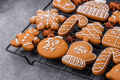 Close-up of christmas decorations on table