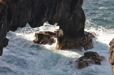 Scenic view of rocks in sea