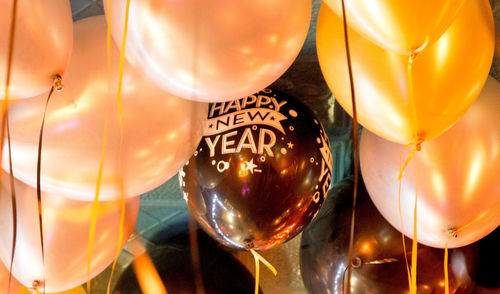 Low angle view of balloons hanging on ceiling