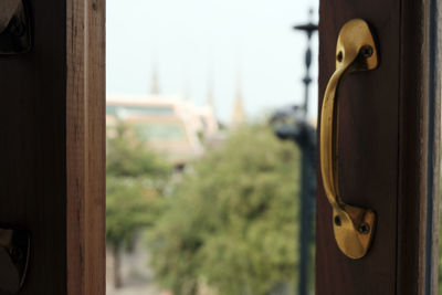 Close-up of open door