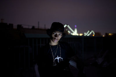 Young man on a rooftop