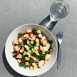 Directly above shot of food served in plate