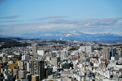 High angle view of townscape against sky