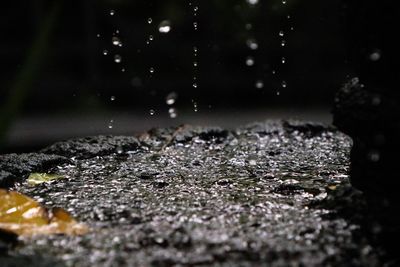 Close-up of water at night