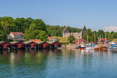 Scenic view of river against clear sky