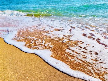High angle view of surf on beach