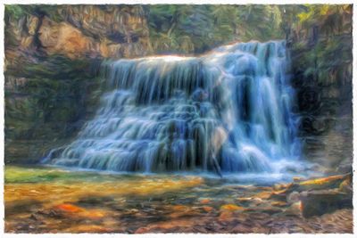 Scenic view of waterfall