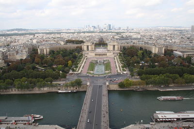 High angle view of buildings in city