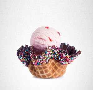 Close-up of ice cream against white background