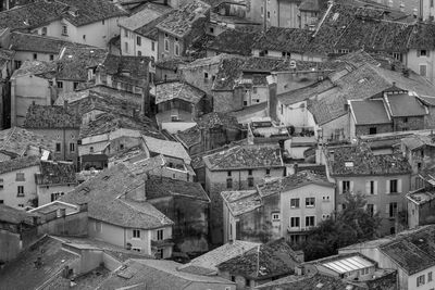 View over the old roofs of anduze, the gateway to the cévennes massif