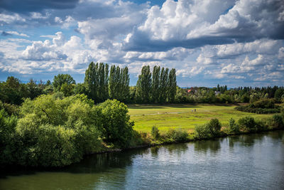 Scenic view of lake against sky