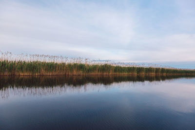 Scenic view of lake against sky