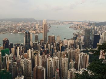 City skyline with river in background