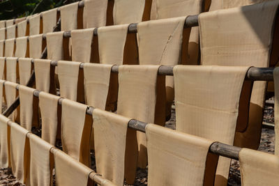 Close-up of seats in row