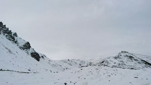 Scenic view of snow mountains against sky