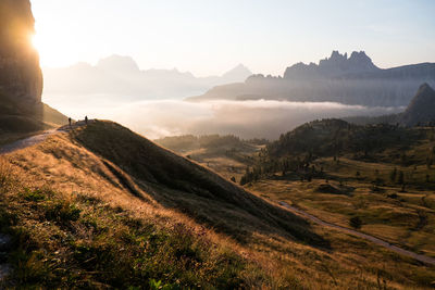 Scenic view of mountains against clear sky