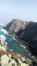 Scenic view of sea against clear sky