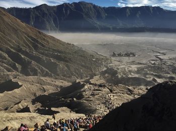 Group of people on mountain range