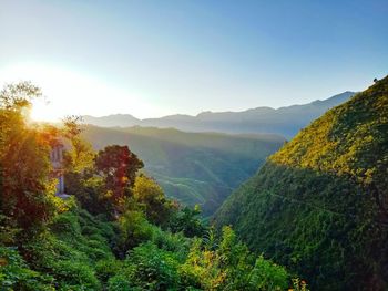 Scenic view of mountains against clear sky