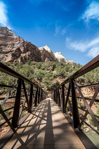 Long footbridge against plants