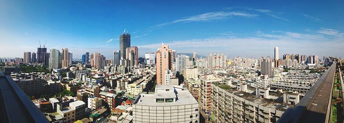 Panoramic view of city buildings against sky