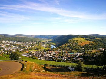 Scenic view of townscape against sky