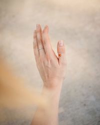 Cropped image of woman hand with ladybug