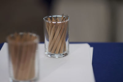 Close-up of coffee cup on table