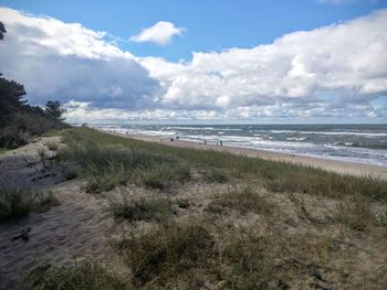 Scenic view of beach against sky