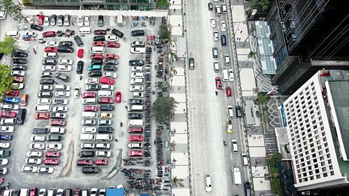 High angle view of traffic on city street