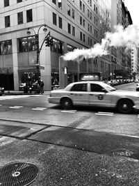 Traffic on road in city