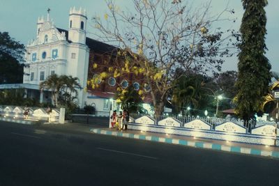 View of road along buildings