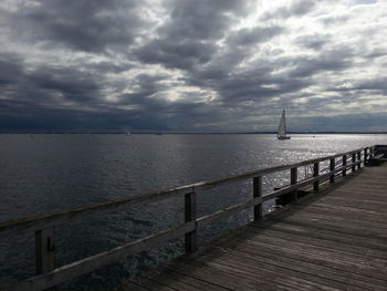 Pier over sea against sky