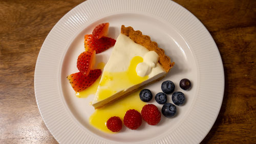 High angle view of breakfast served in plate