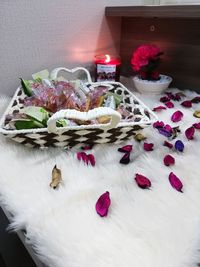 High angle view of cake on table