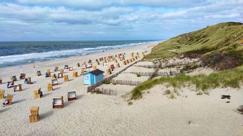 Scenic view of beach against sky