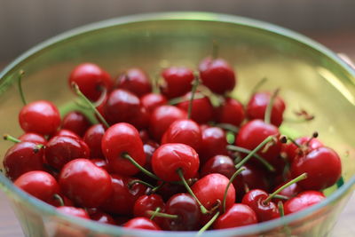 Close-up of cherries in bowl