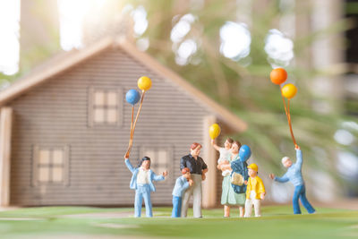 Group of people playing with balloons