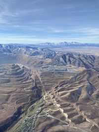 Aerial view of dramatic landscape against sky