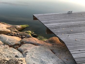 High angle view of pier amidst sea