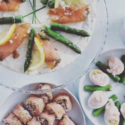 High angle view of food in plate