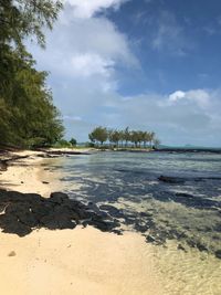 Scenic view of beach against sky