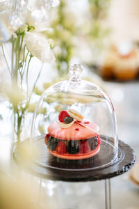 Close-up of dessert on table